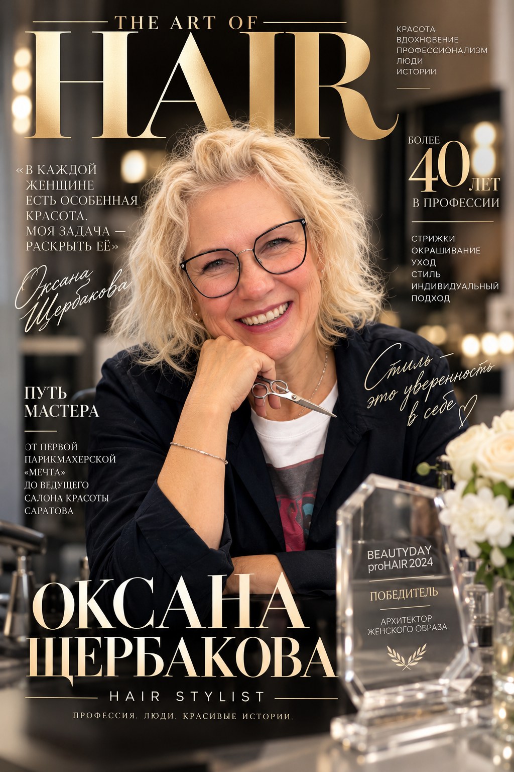 Оксана Щербакова на обложке журнала The Art of Hair